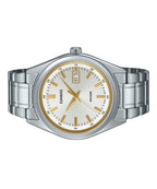 B180D Reloj Casio Hombre Correa de Acero Esfera Plateada - Vista lateral