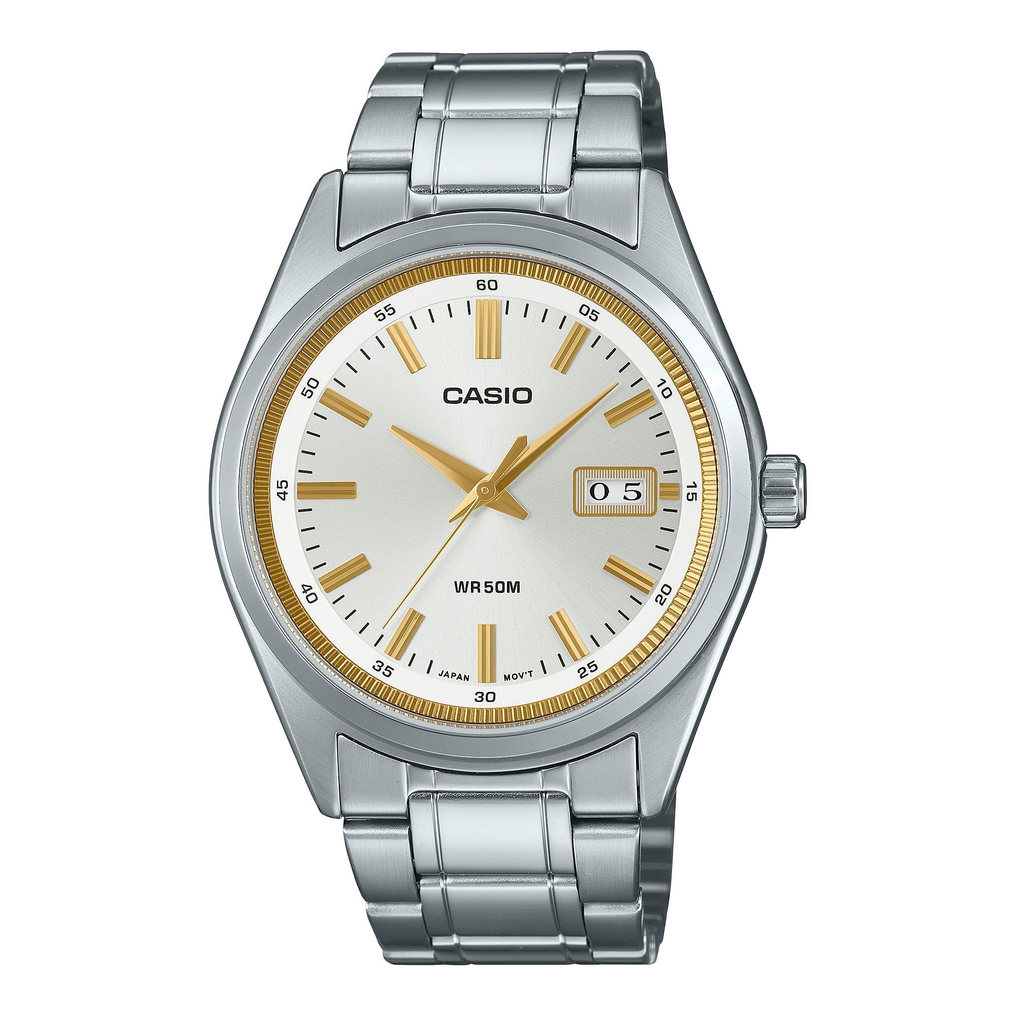B180D Reloj Casio Hombre Correa de Acero Esfera Plateada - Reloj original en Guatemala