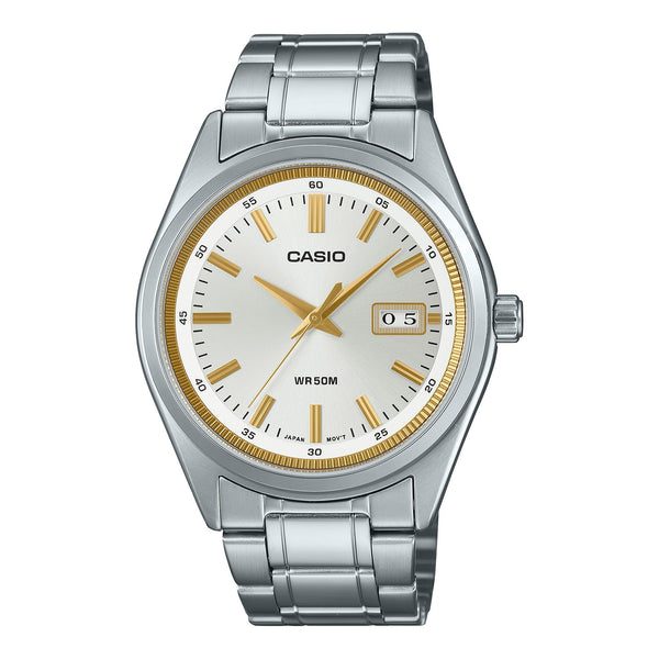 B180D Reloj Casio Hombre Correa de Acero Esfera Plateada - Reloj original en Guatemala