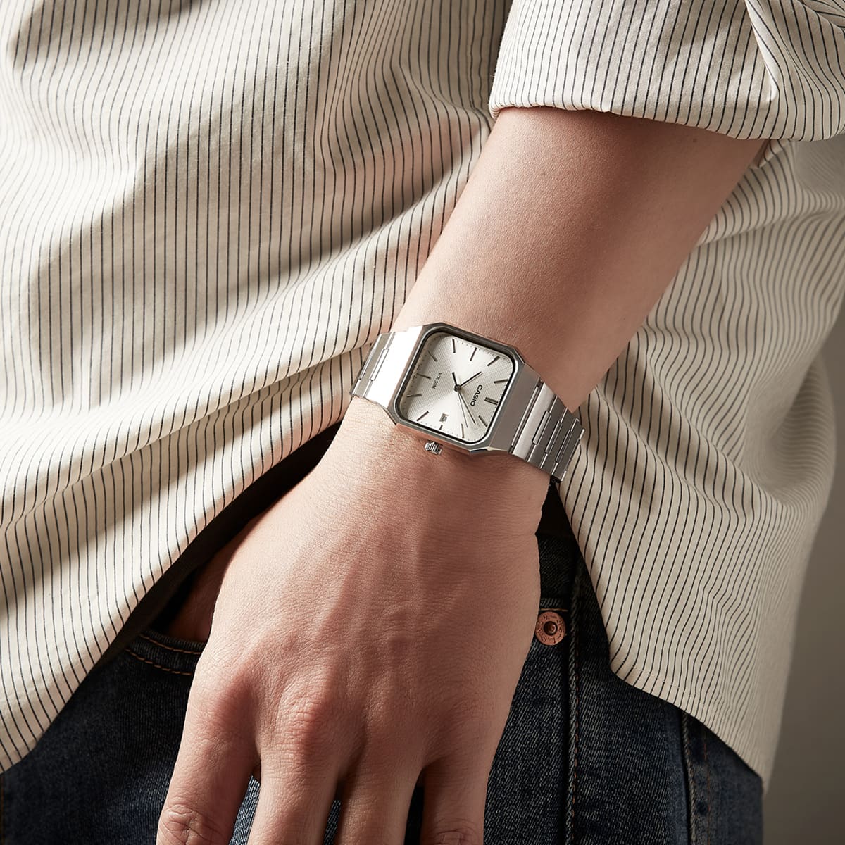 MTP-B185D-7AV Reloj Casio de hombre pulsera de acero inoxidable 40 mm - Acero Inoxidable Plateado