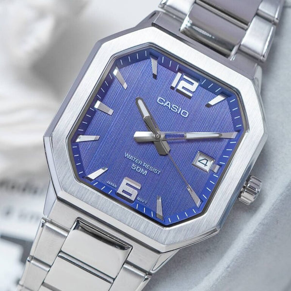 MTP-B195D-2AV Reloj Casio de caballero pulsera de metal plateado