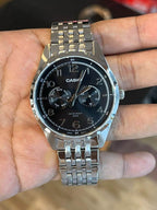E340D Reloj Casio Hombre Correa Acero Esfera Negra - Detalle de esfera