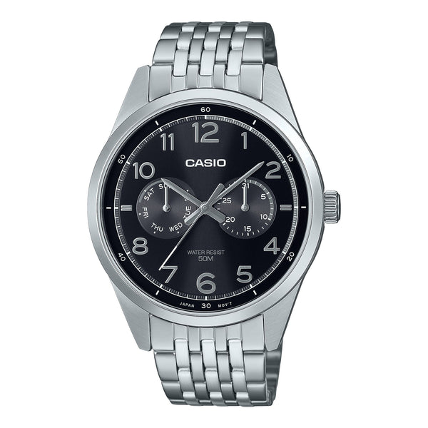 E340D Reloj Casio Hombre Correa Acero Esfera Negra - Reloj original en Guatemala