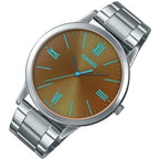 E600D Reloj Casio Hombre Correa de Acero Esfera Marrón - Detalle de esfera