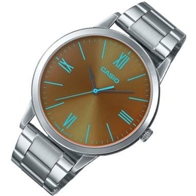 E600D Reloj Casio Hombre Correa de Acero Esfera Marrón - Detalle de esfera