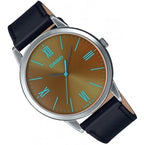 E600L Reloj Casio Hombre Correa Cuero Negra Esfera - Vista lateral