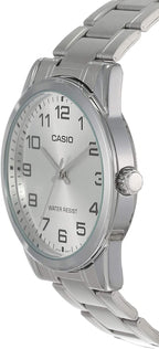V001D Reloj Casio Hombre Correa de Acero Plateado - Vista lateral