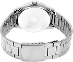 V001D Reloj Casio Hombre Correa de Acero Plateado - Vista trasera