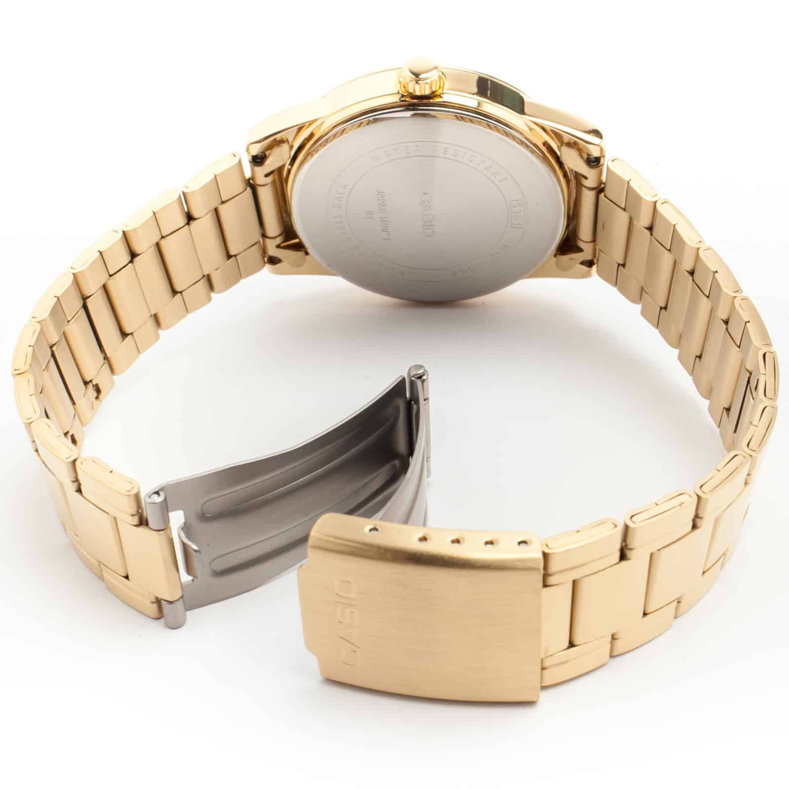 V001G Reloj Casio Clásico Hombre Correa de Acero Dorado - Detalle de esfera