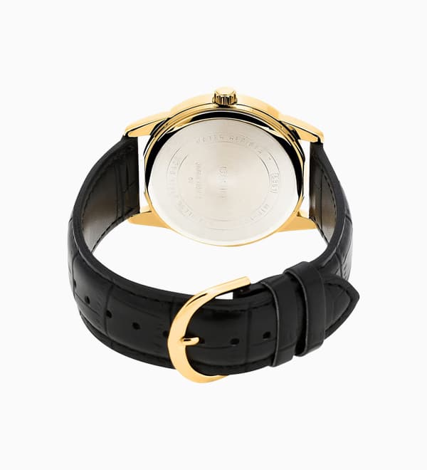 V001GL Reloj Casio Hombre Correa de Cuero Negro Caja - Detalle de esfera