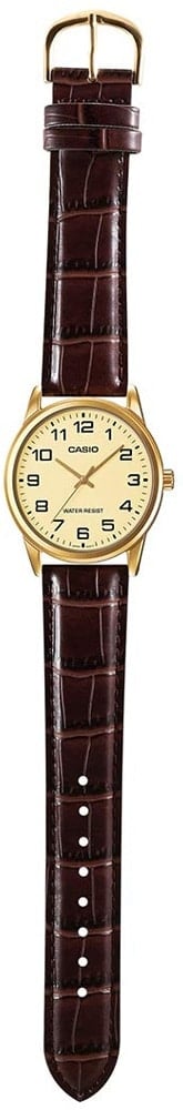 V001GL Reloj Casio Clásico Hombre Correa Cuero Dorado - Vista trasera