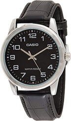 V001L Reloj Casio Clásico Hombre Correa de Cuero Negro - Vista lateral