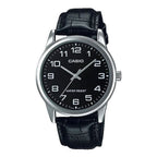 V001L Reloj Casio Clásico Hombre Correa de Cuero Negro - Reloj original en Guatemala