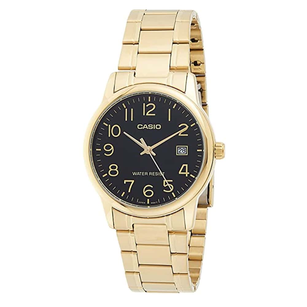 V002G Reloj Casio Hombre Acero Inoxidable Dorado - Vista trasera