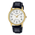V002GL Reloj Casio Hombre Correa de Cuero Negro Caja - Reloj original en Guatemala