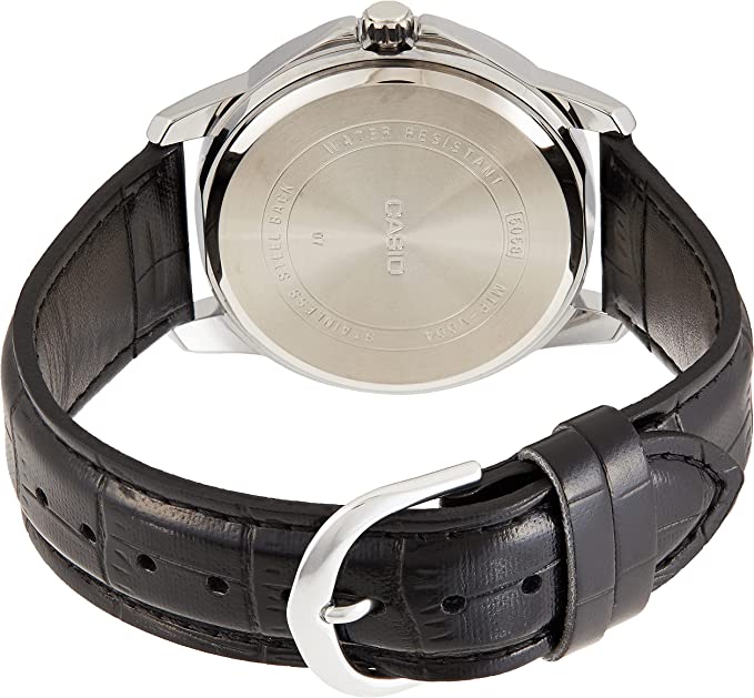 V004L Reloj Casio Hombre Correa de Cuero Negro - Detalle de esfera