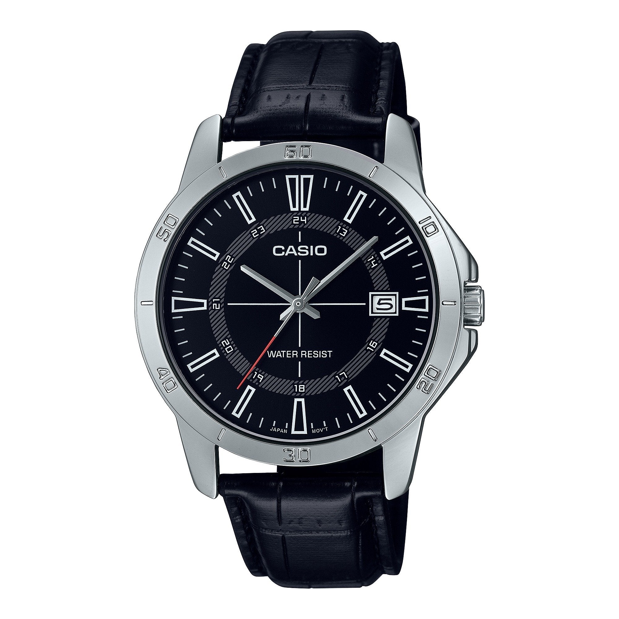 MTP-V004L-1C Reloj Casio para Hombre - Cuero Negro