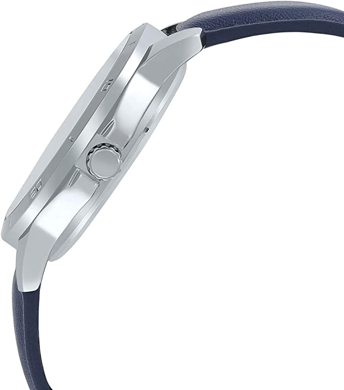 V004L Reloj Casio Hombre Correa de Cuero Azul - Detalle de esfera