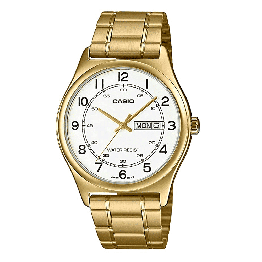 V006G Reloj Casio Clásico Hombre Correa de Acero Dorado - Reloj original en Guatemala