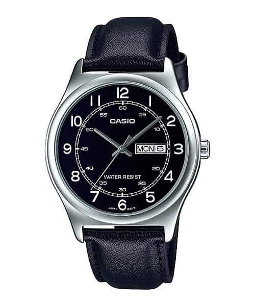 V006L Reloj Casio Hombre Correa de Cuero Negro - Reloj original en Guatemala