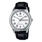 V006L Reloj Casio Hombre Correa de Cuero Negra - Reloj original en Guatemala
