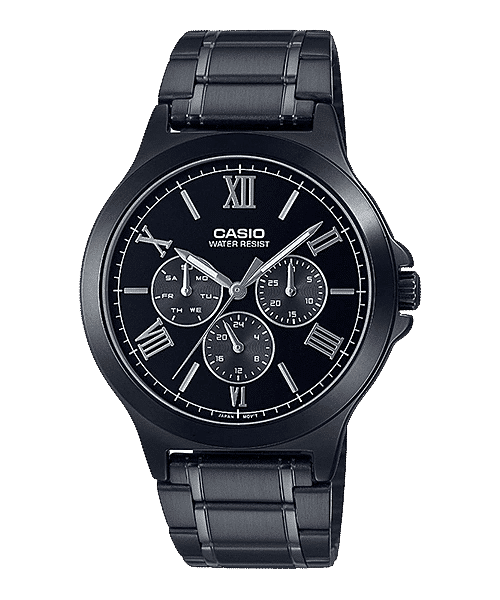 V300B Reloj Casio Hombre Brazalete de Acero Negro - Reloj original en Guatemala