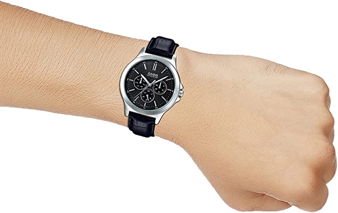 MTP-V300L-1A Reloj Casio para Caballero - Cuero Negro