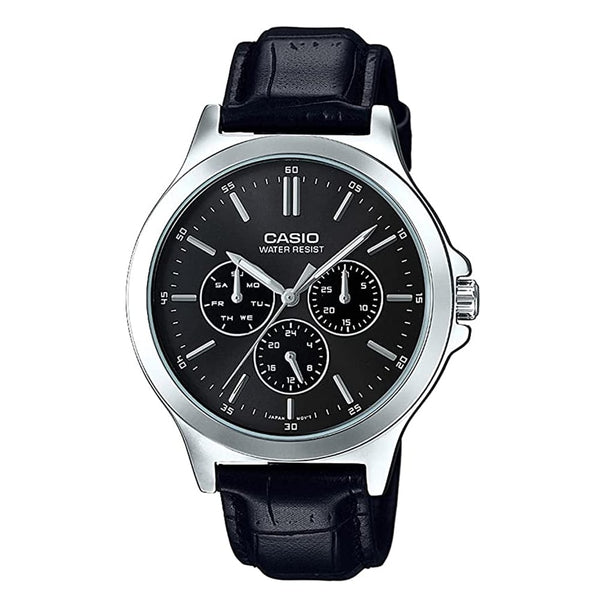 MTP-V300L-1A Reloj Casio para Caballero - Cuero Negro