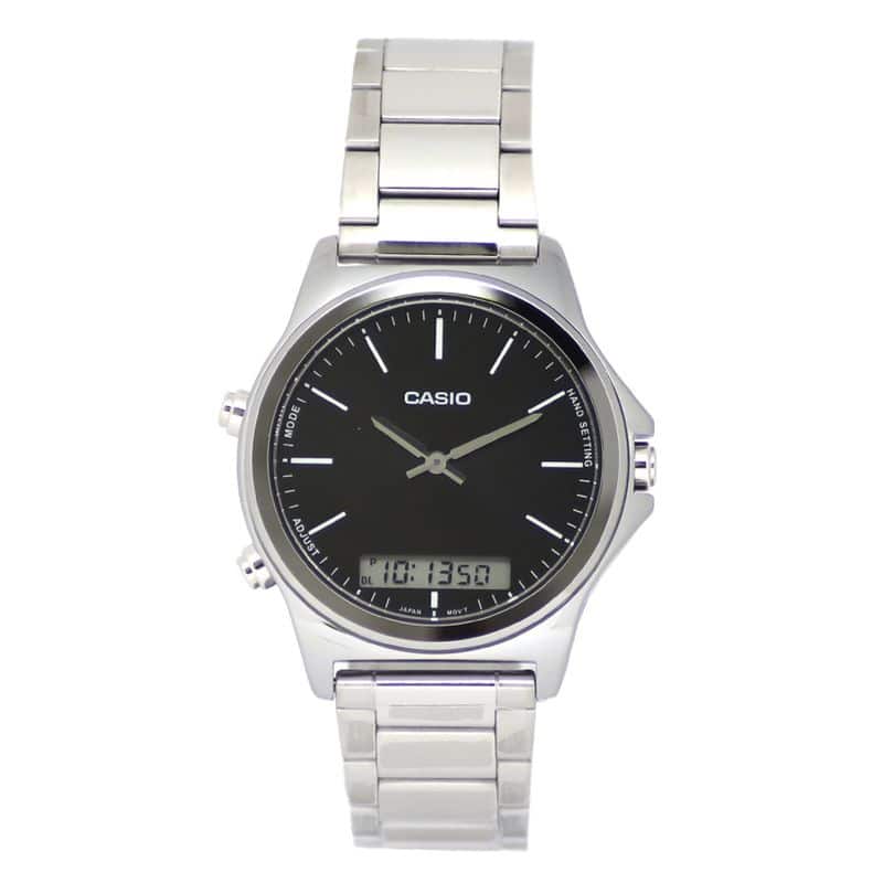 VC01D Reloj Casio Hombre Correa de Acero Esfera Negra - Vista lateral