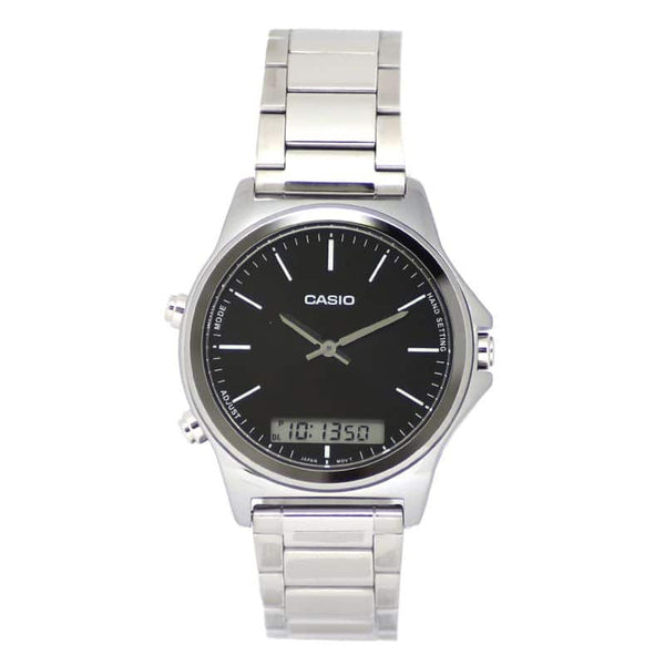 VC01D Reloj Casio Hombre Correa de Acero Esfera Negra - Vista lateral