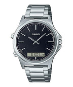VC01D Reloj Casio Hombre Correa de Acero Esfera Negra - Reloj original en Guatemala