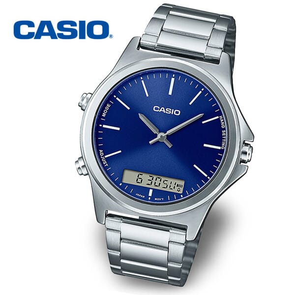 VC01D Reloj Casio Hombre Acero Inoxidable Esfera Azul - Vista lateral
