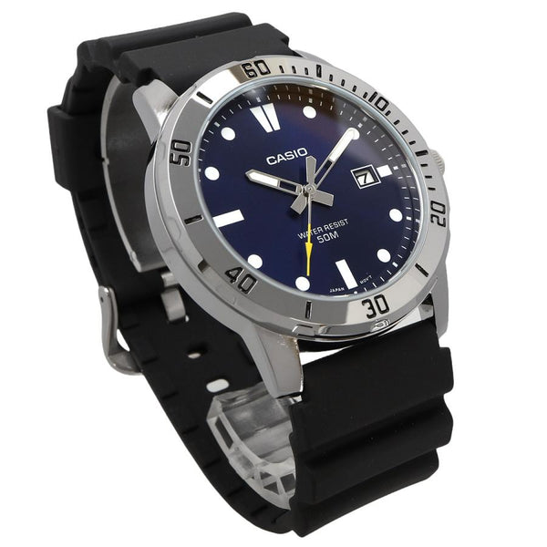 VD01 Reloj Casio Hombre Correa Caucho Esfera Azul - Vista lateral