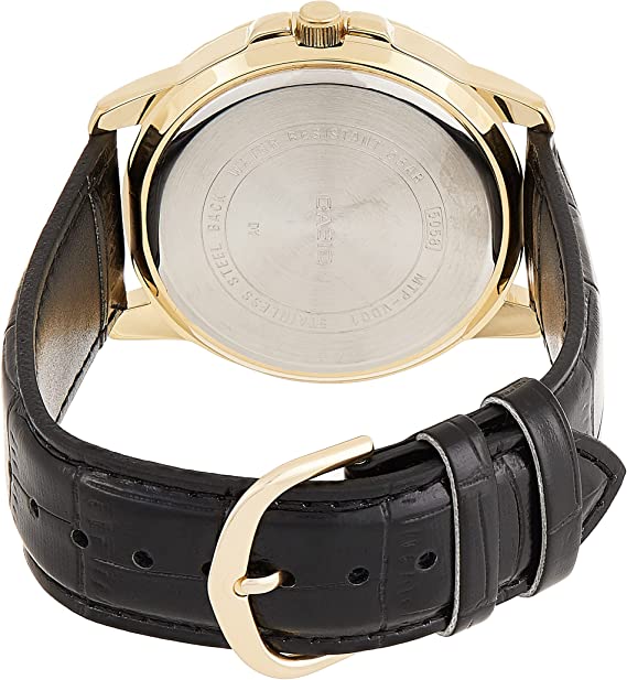 VD01GL Reloj Casio Hombre Correa de Cuero Dorado - Vista trasera