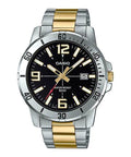 VD01SG Reloj Casio Hombre Acero Bicolor Esfera Negra - Reloj original en Guatemala