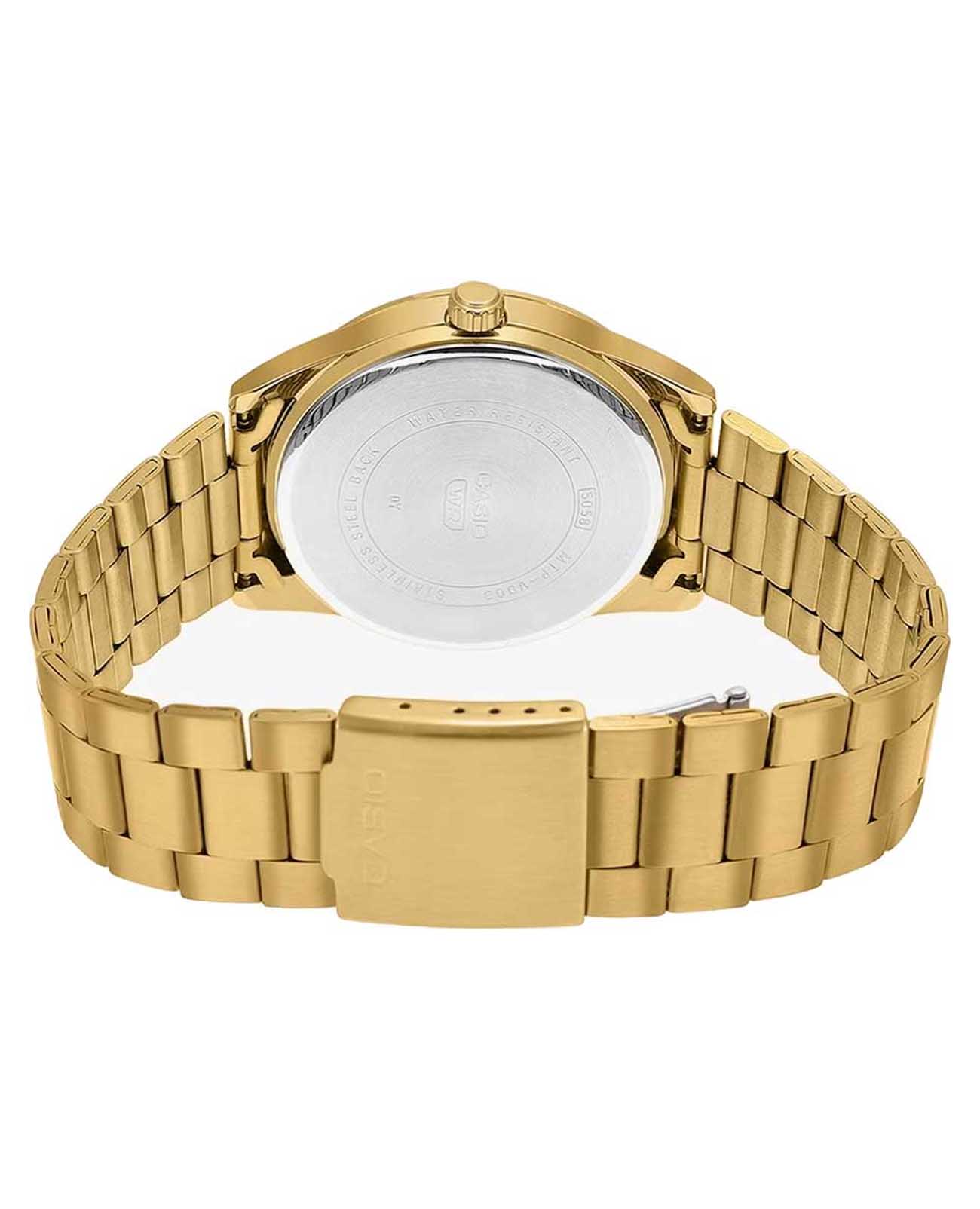 VD03G Reloj Casio Hombre Acero Dorado Esfera Verde - Vista trasera