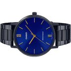 VT01B Reloj Casio Classic Hombre Acero Negro Esfera Azul - Vista lateral