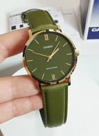 MTP-VT01GL-3B Casio de hombre pulsera de piel - Cuero Verde