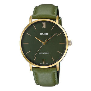 MTP-VT01GL-3B Casio de hombre pulsera de piel - Cuero Verde