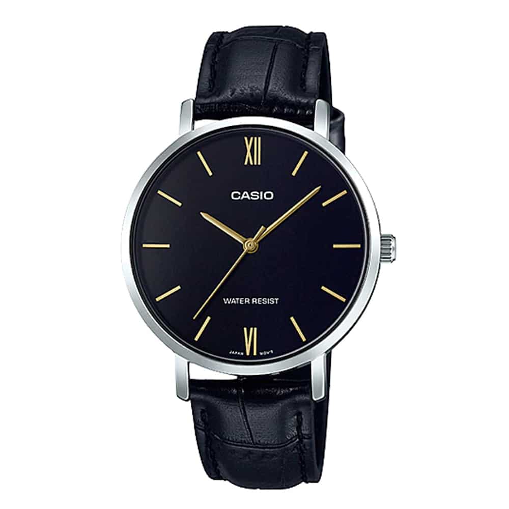 VT01L Reloj Casio Classic Hombre Correa de Cuero Negro - Reloj original en Guatemala