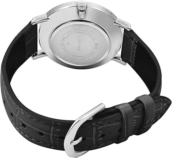 VT01L Reloj Casio Hombre Correa de Cuero Negra - Vista lateral