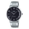 VT03D-1B Reloj Casio Hombre Correa Acero Esfera Negra - Reloj original en Guatemala