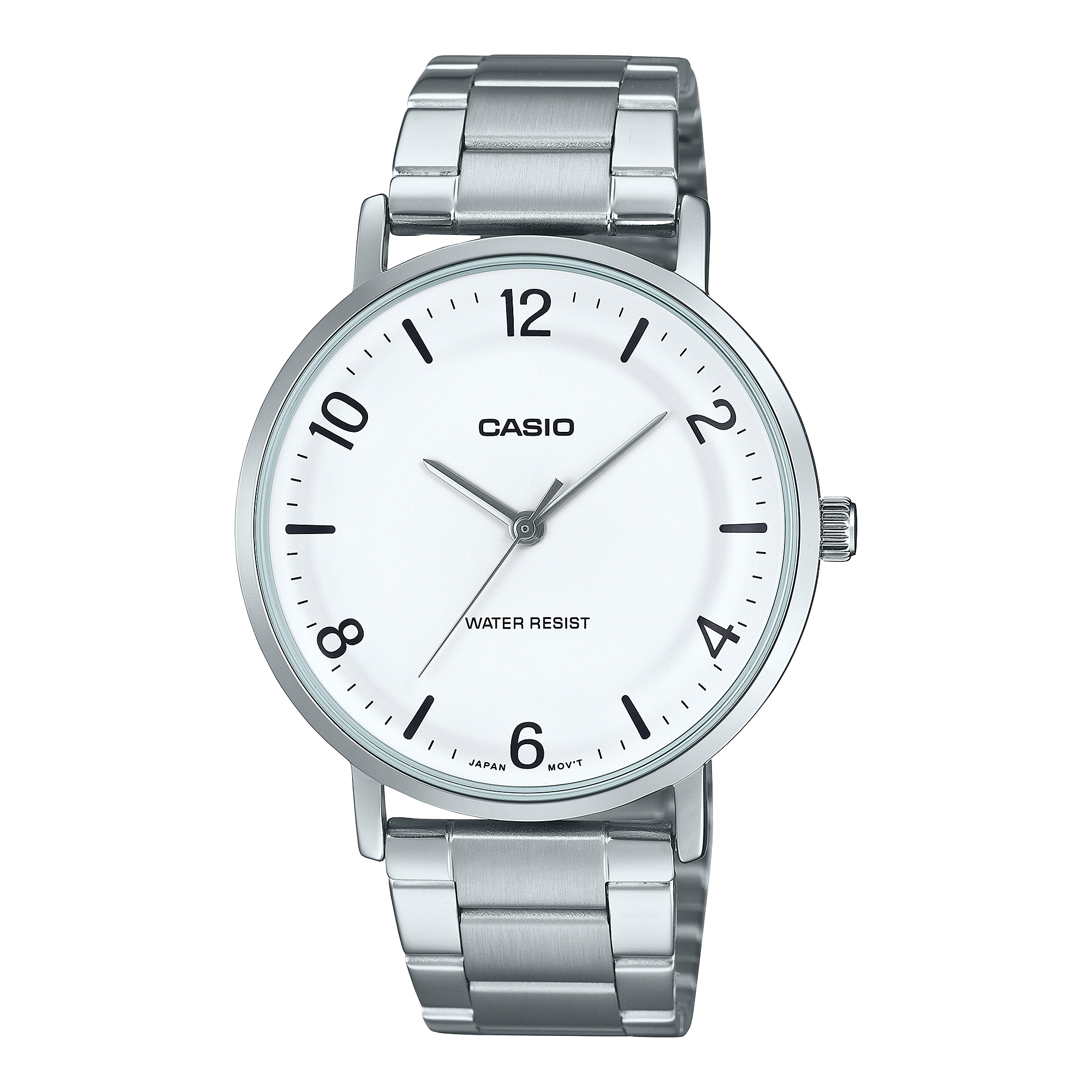 VT03D-7B Reloj Casio Hombre Acero Inoxidable Esfera Blanca - Reloj original en Guatemala
