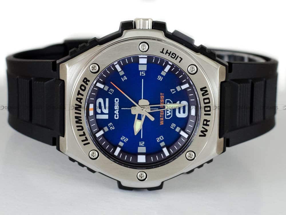 100H Reloj Casio Illuminator Hombre Correa Resina Azul - Vista lateral