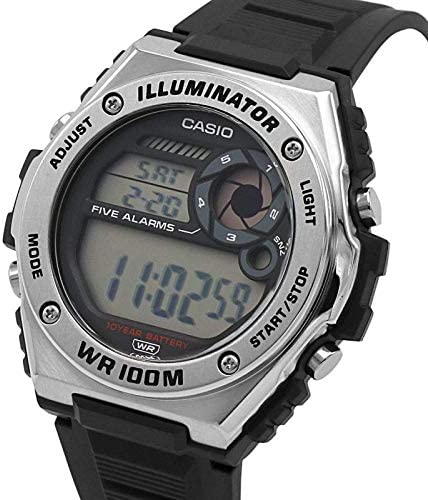 100H Reloj Casio Illuminator Hombre Correa Resina Negra - Vista lateral