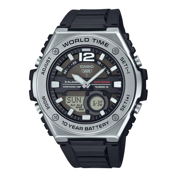 100-10-DE Reloj Casio World Time Hombre Correa Resina Negro - Reloj original en Guatemala