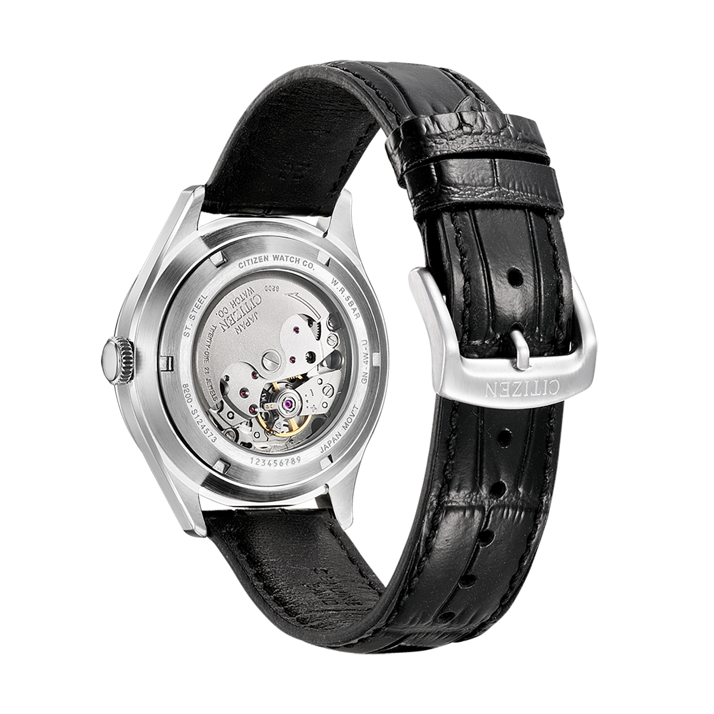 20L Reloj Citizen C7 Automático Hombre Correa Cuero Azul - Vista lateral
