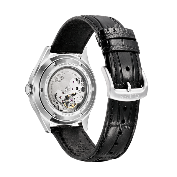 20L Reloj Citizen C7 Automático Hombre Correa Cuero Azul - Vista lateral