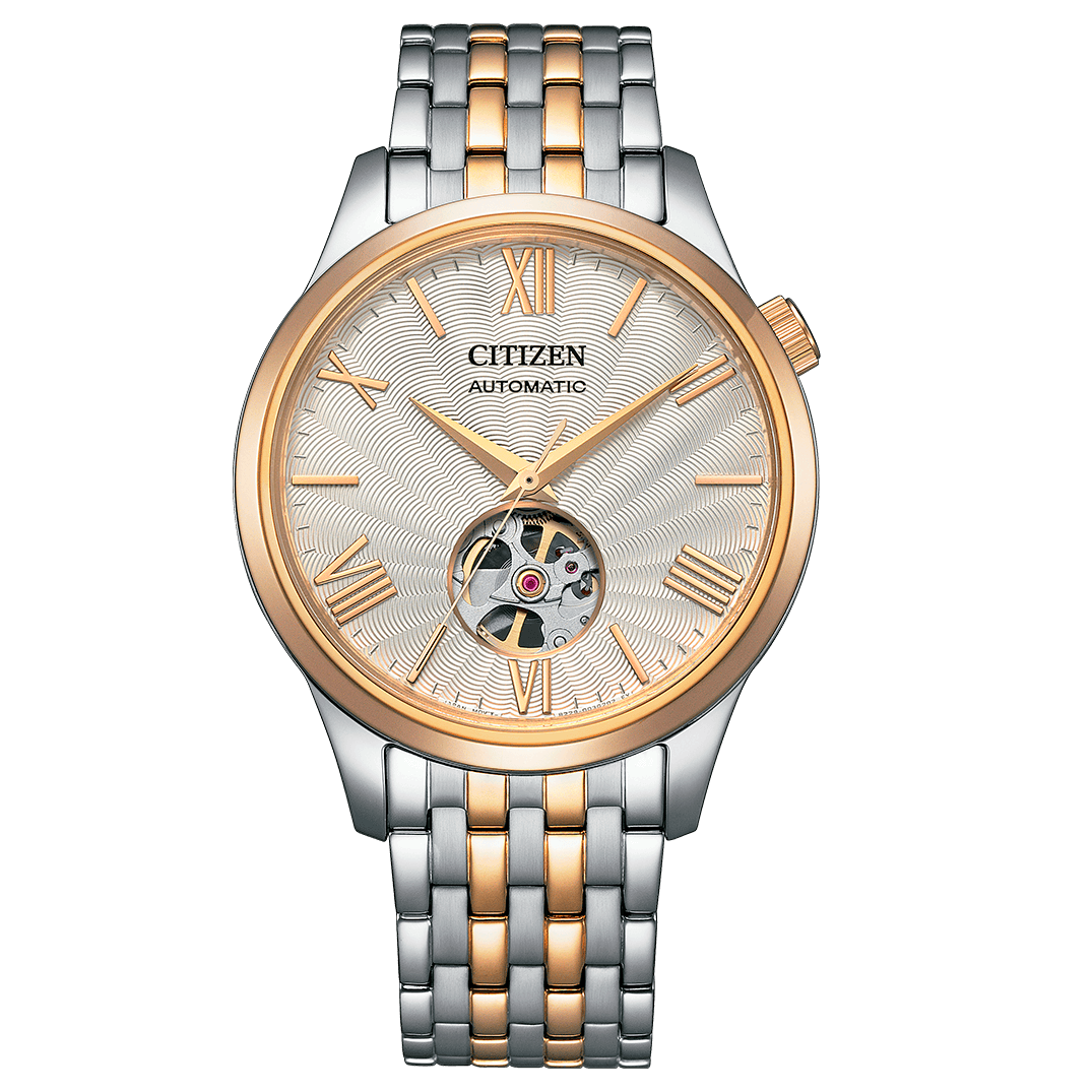 NH9136-88A Reloj Citizen Automático Open Heart de hombre correa de metal bicolor