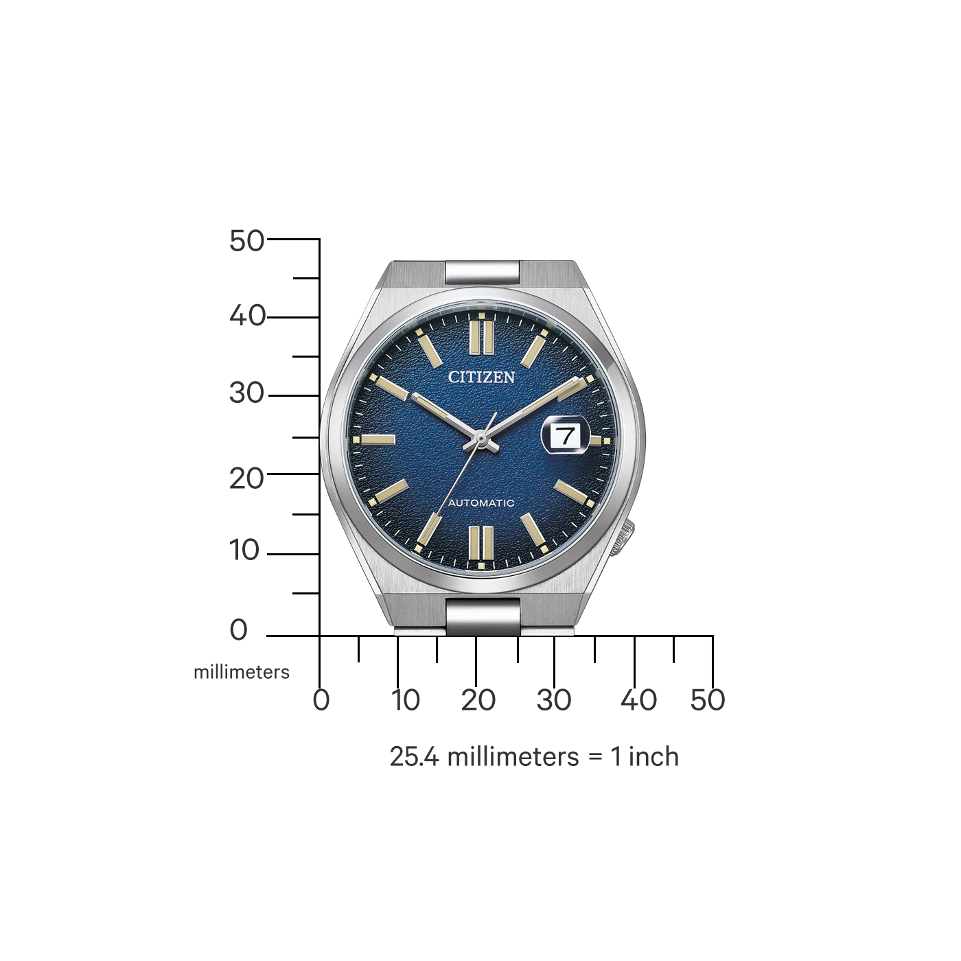 88L Citizen reloj de hombre correa de acero inoxidable - Vista lateral